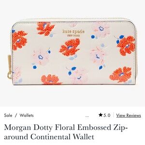 Kate Spade Cream Wallet with Red Floral Design